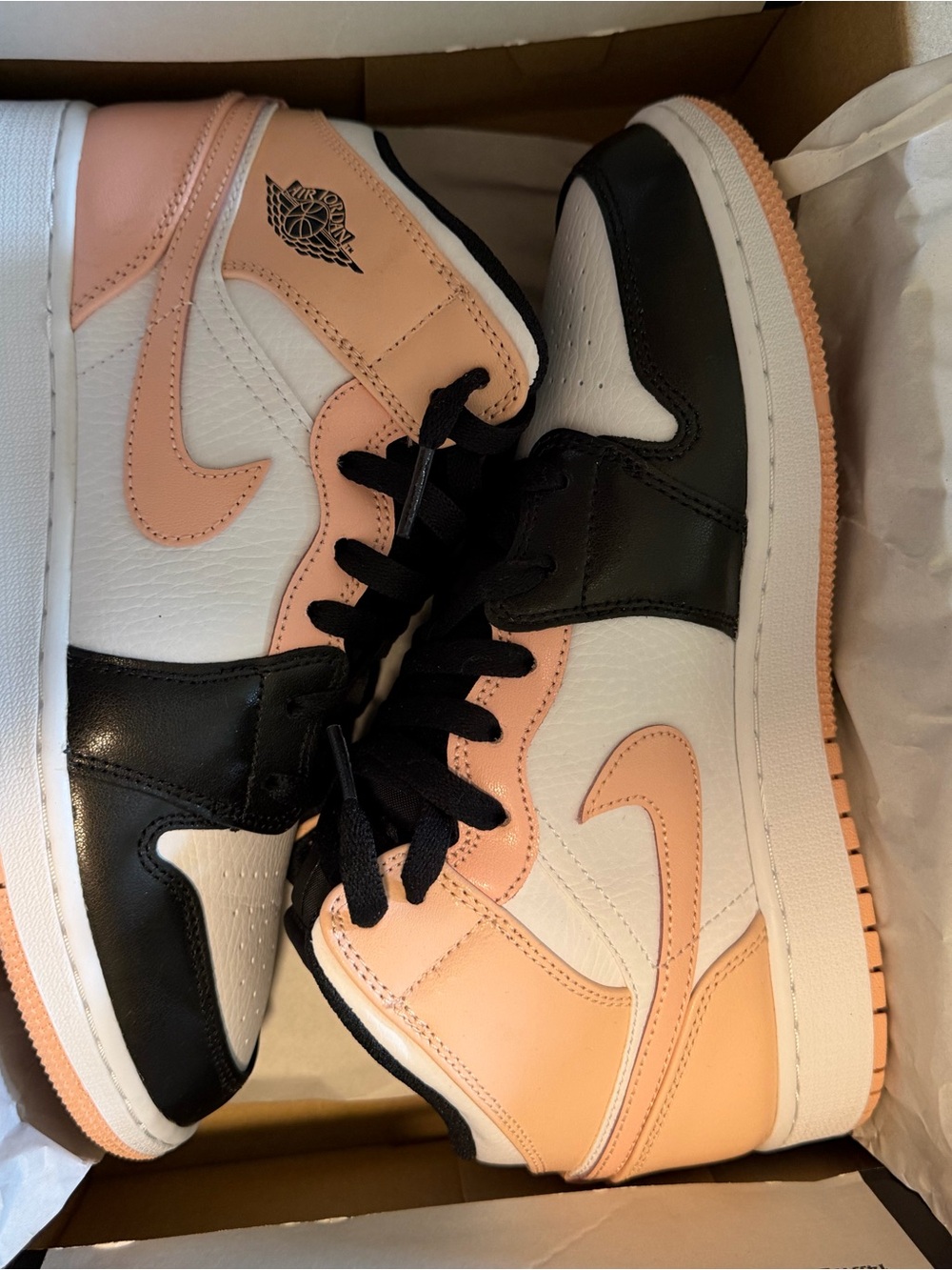 Jordan Air Jordan 1 Mid GS White/Orange/Black Box Label